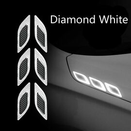 Sticker reflectorizant DIAMOND cu insertie Carbon 5D - ALB (set 2 buc) - - Roveli