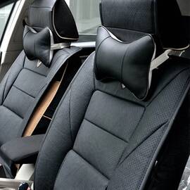 Set 2 buc. perne tetiere auto, pentru sustinere gat din piele ecologica, culoare NEGRU - - Roveli