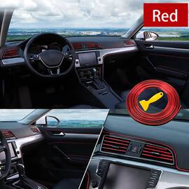 Banda decor interior crom TUNING, 5m, ROSU - - Roveli