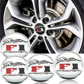 Set 4 buc. ornament central janta, model "F1 Chrome", diametru 5cm - - Roveli