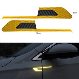 Set 2 stickere reflectorizante BUMERANG cu insertie Carbon 5D, culoare Galben - - Roveli