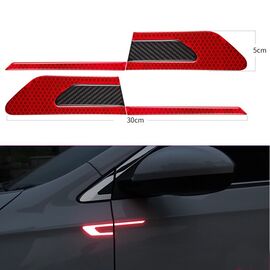 Set 2 stickere reflectorizante BUMERANG cu insertie Carbon 5D, culoare Rosie - - Roveli