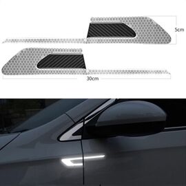 Set 2 stickere reflectorizante BUMERANG cu insertie Carbon 5D, culoare Argintiu - - Roveli