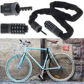 Antifurt bicicleta, Dispozitiv de blocare biciclete, Cifru cu 5 digits, lungime 90cm, culoare Neagra - - Roveli