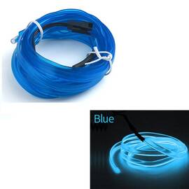 Fir Neon Auto "EL Wire" culoare Albastru, lungime 5M, alimentare 12V, droser inclus - - Roveli