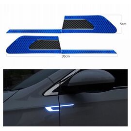 Set 2 stickere reflectorizante BUMERANG cu insertie Carbon 5D, culoare Albastra - - Roveli