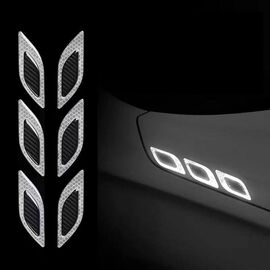 Set 2 stickere reflectorizante DIAMOND cu insertie Carbon 5D, culoare Argintie - - Roveli