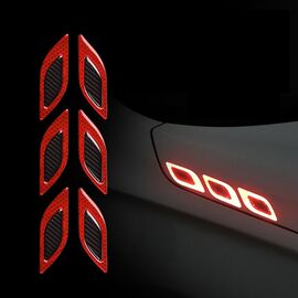 Set 2 stickere reflectorizante DIAMOND cu insertie Carbon 5D, culoare Rosie - - Roveli
