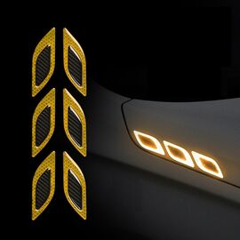 Set 2 stickere reflectorizante DIAMOND cu insertie Carbon 5D, culoare Galbena - - Roveli