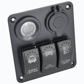 Panou intrerupatore: Voltmetru , 3 Intrerupatoare si 2 USB  SP04 (SPA16)​ - - Roveli