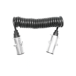 Cablu spiral 2.6m cu 2 stechere tata din metal, 7 pini pentru priza auto remorca Breckner Germany BK92797 - - Roveli