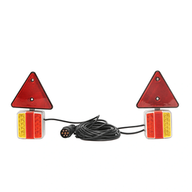 Set lampi LED magnetice cu triunghiuri reflectorizante pentru remorca, fisa 7 pini, cablu 2,5m cablu fisa = 7,5 m. BK98483/SA93 20SK11 - - Roveli