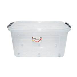 Cutie depozitare 50L cu capac si roti din plastic transparenta Cod:DISLK04 - - Roveli