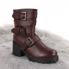 Ghete de dama imblanite, cu catarame SH379-BROWN, Culoare (12): Maro, Marime (12): 36 - - Roveli