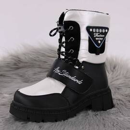 Ghete imblanite de copii, cu talpa groasa  CH996-WHITE, Culoare (12): Alb, Negru, Marime (12): 34 - - Roveli