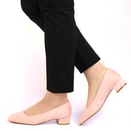 Pantofi de dama eleganti cu toc mic ZM-60-BEIGE, Marime (12): 36 - - Roveli