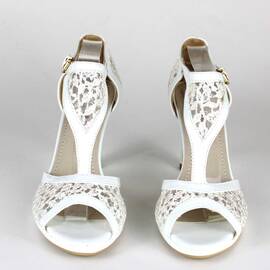 Sandale de dama cu toc inalt albe 6206-9A-WHITE, Marime (12): 36 - - Roveli