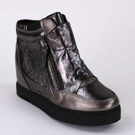 Ghete de dama, cu platforma si toc ascuns​ si fermoare laterale BBK-28-GUN, Culoare (12): Bronz, Marime (12): 39* - - Roveli