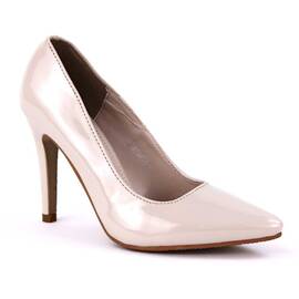 ​Pantofi stiletto de dama, eleganti,lacuiti cu tocul inalt SH397-BEIGE, Culoare (12): Bej, Marime (12): 38 - - Roveli