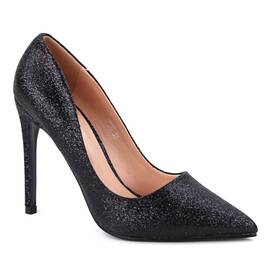 Pantofi de dama, stiletto, decorati cu glitter SH735-BLACK, Culoare (12): Negru, Marime (12): 36 - - Roveli
