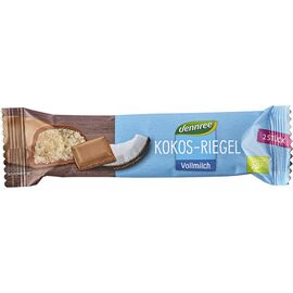 Baton bio de cocos cu glazura de ciocolata 40g Dennree - - Roveli