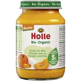 Piure bio din dovleac cu orez pentru copii fara gluten 5 luni 190g Holle - - Roveli
