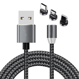 Roveli - Cablu incarcare magnetic LED, Android, iOS, tip C, negru-