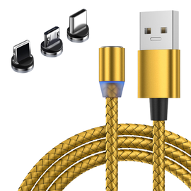 Roveli - Cablu incarcare magnetic LED, Android, iOS, tip C, auriu-