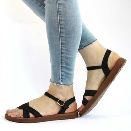 Sandale casual de dama cu bretele incrucisate PU-186-BLACK, Marime (12): 38 - - Roveli