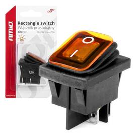 Intrerupator On/Off, 12/24V, dreptunghiular, waterproof, iluminat culoare Galben, destinatie auto, utilitare, Off-Road, ATV, SSV, QUAD - - Roveli