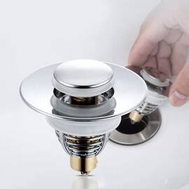 Dop scurgere chiuveta, universal, deschidere cu click, material oțel, diametru exterior 62 mm, culoare Argintiu - - Roveli