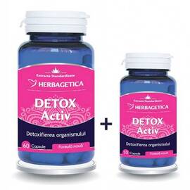 Detox Activ Pachet 60 capsule + 10 capsule Herbagetica - - Roveli