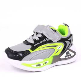 Sneakers  confortabil, pentru copii, cu talpa usoara N225-GREY, Culoare (12): Verde neon, Marime (12): 29 - - Roveli