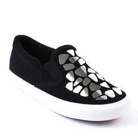 Espadrile de copii accesorizate,  comode si usoare D001-2-BLACK/SILVER, Culoare (12): Argintiu, Alb, Negru, Marime (12): 34 - - Roveli
