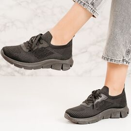 Adidasi dama din material textil Negri Becka, Culoare (12): Negru, Marime (12): 38 - - Roveli