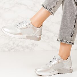 Adidasi dama din piele ecologica Argintii Anay, Culoare (12): Argintiu, Marime (12): 41 - - Roveli