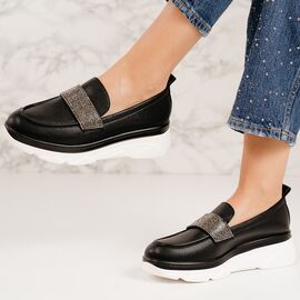 Pantofi dama casual din piele ecologica Negri Yime, Culoare (12): Negru, Marime (12): 39 - - Roveli