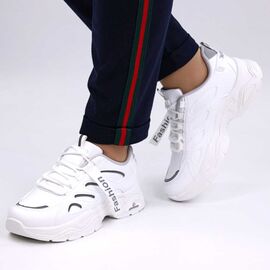 Roveli - Sneakers de dama cu talpa supradimensionata  si banda reflectorizanta 559-WHITE/SILVER, Culoare (12): Argintiu, Alb, Marime (12): 36*-