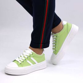 Roveli - Sneakers trendy de dama , versatili, cu talpa groasa si varf cauciucat  563-WHITE/GREEN, Culoare (12): Alb, Verde, Marime (12): 36*-