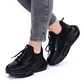 Roveli - Sneakers casual de dama , cu talpa voluminoasa H006-BLACK, Culoare (12): Negru, Marime (12): 36**-
