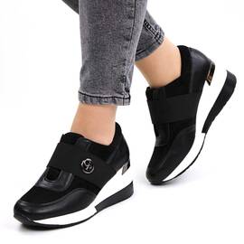 ​Pantofi casual de dama , cu toc ascuns si banda elastica H009-BLACK, Culoare (12): Alb, Negru, Marime (12): 39** - - Roveli