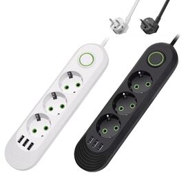 Prelungitor 2 metri, 3 prize, 3 x slot USB, 2500W, doua culori - - Roveli
