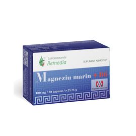 Magneziu Marin + B6 100 mg 50 capsule Laboratoarele Remedia - - Roveli