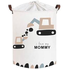 Cos Pliabil Pentru Jucarii, Rufe, Bumbac Canvas, Impermeabil, SIPO, 35x42 cm, Bumbac, 43l, Love Mommy - - Roveli