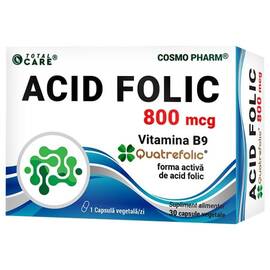 Acid Folic Quatrefolic 800 mcg forma bioactivă si naturala (5-MTHF) 30 capsule CosmoPharm - - Roveli