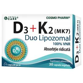 Vitamina D3 K2 MK-7 DUO Lipozomala absorbtie ridicata 30 capsule CosmoPharm - - Roveli