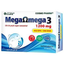 Mega Omega 3 Ulei De Peste Super Concentrat, Inima si Creier Sanatos 30 capsule CosmoPharm - - Roveli