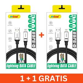 Cablu de date/incarcare USB/Lightning SJ68, 100cm, 3A, 1+1 gratis - - Roveli