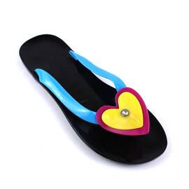 ​Papuci de dama, flip -flop din cauciuc 2137-HEART- BLACK.BLUE, Culoare (12): Negru, Bleu, Marime (12): 40 - - Roveli