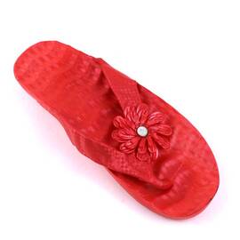 Papuci de dama, flip -flop , cu decor floare LB-A46-RED, Culoare (12): Rosu, Marime (12): 40 - - Roveli